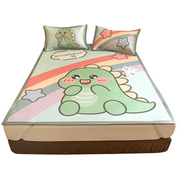 南極人新款冰絲涼席三件套1.8m1.5可折疊水洗1.2床單學生宿舍席子