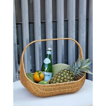 Kens多功能提籃創意仿藤編水果籃中秋婚禮紅酒禮品籃子花籃野餐籃