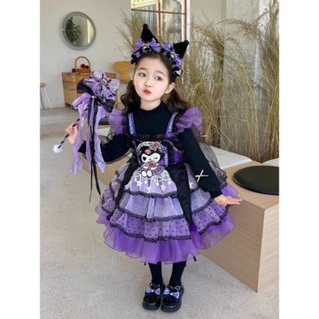 女孩秋冬裝庫洛米洛麗塔連衣裙女寶寶萬圣節公主裙生日禮服蓬蓬裙