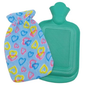 月陽時尚花紋小號冰熱兩用保暖水袋熱水袋送絨布套(0025)