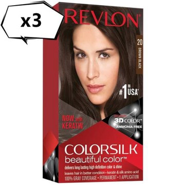 義大利 REVLON露華濃3D染髮劑-#20棕黑色(59.1mlx2/盒)x3