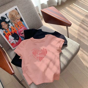 C.shop 上衣女短袖上衣寬鬆時尚短袖女設計感小衆夏季新款奶藍色多巴胺T恤別緻上衣1