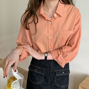 韓系女裝 百搭素色長袖襯衫  C1840