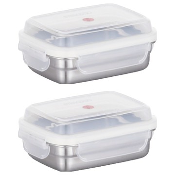 STENLOCK Cube 3號 不鏽鋼密封保鮮盒 350ml  2個