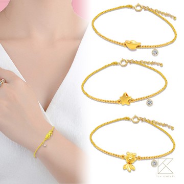 【TLH】黃金墜編織手鍊 純金999 多選 一定賺 約重0.03錢±0.01