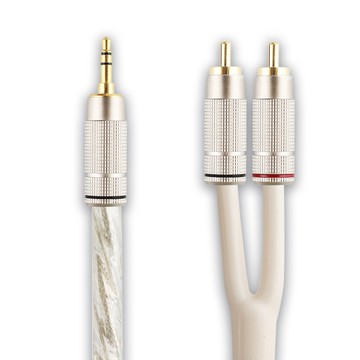 【促銷】【川木】美國鍍銀 3.5mm 轉 RCA 鍍銀音頻線【M197】手機 電腦 AV AUX 3.5 to 2RCA