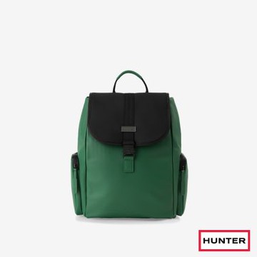 塗層皮革後背包-松綠
