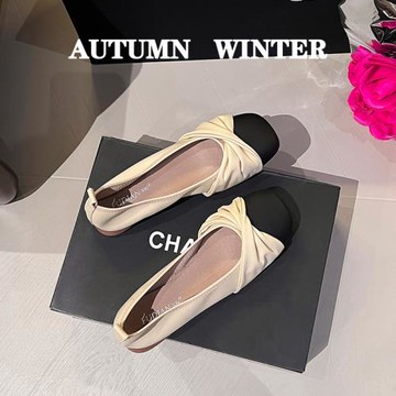 法式小香風氣質粗跟單鞋女淺口2023新款秋季鞋子溫柔配裙子平底鞋