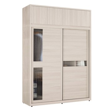 文創集 納莉卡5.9尺玻璃推門加高衣櫃組合-176x60x247cm免組