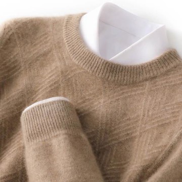 軟糯質感秋冬羊絨衫男士圓領寬松套頭毛衣大碼休閑針織100羊毛衫