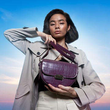 ESCAPE SADDLE 鱷魚皮包小巧真皮斜背包 - Mulberry