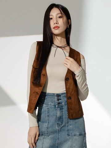 復古麂皮馬甲背心