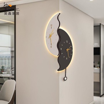 免運 掛鐘 鐘錶 時鐘 客廳掛鐘 簡約現代掛鐘客廳鐘表2024新款創意雙面時鐘餐廳客廳家用發光壁燈 工廠直銷 全館折扣 售後保障 可開立發票 h5627