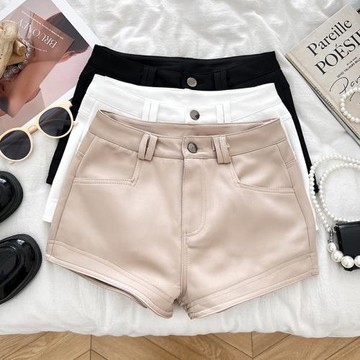 美式復古緞面高腰顯瘦西裝短褲闊腿褲熱褲打底褲包臀褲女夏季新款