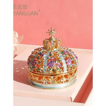 玫瑰花求婚結婚首飾對戒盒歐式項鏈耳釘皇冠戒指盒飾品結婚禮物