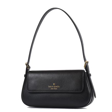 KATE SPADE Madison 十字紋防刮翻蓋磁吸肩背包-黑色