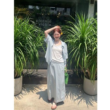 🎇夏季爆款🎇 微藍色減齡運動服套裝夏季新款韓系短袖襯衫半身裙休閒兩件套