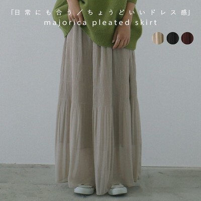 Fashion Letter マジョリカプリーツスカート ボトムス スカート レディース ロング セットアップ マキシ丈 ロングスカート プリーツ ベージュ M レディース 通販 Lineポイント最大get Lineショッピング