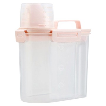 塑膠儲糧桶 4卡扣 粉色 小 1.7L  1個