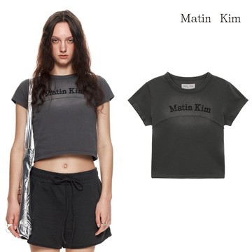 【MATIN KIM】色染工藝剪裁細節短版LOGO上衣