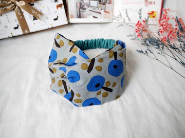 大人の髮帶  交叉髮帶:::蘋果樹(藍)