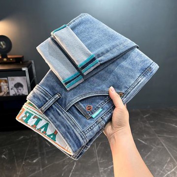 【涼感】冰絲彈力牛仔褲男士2025夏季新款美式涼感直筒水洗休閑褲