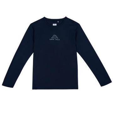 【KAPPA】義大利時尚吸濕排汗中性長袖圓領衫丈青35222VWB29