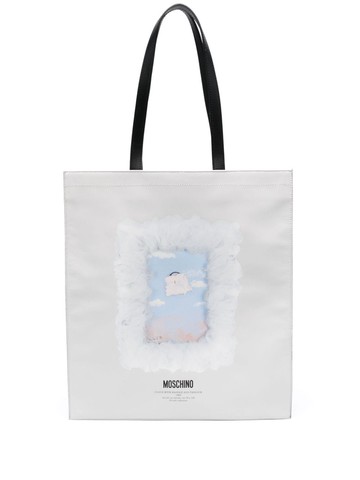 Moschino - Cloud with Handle and Padlock-print shoulder bag - women - Sheepskin - One Size - White