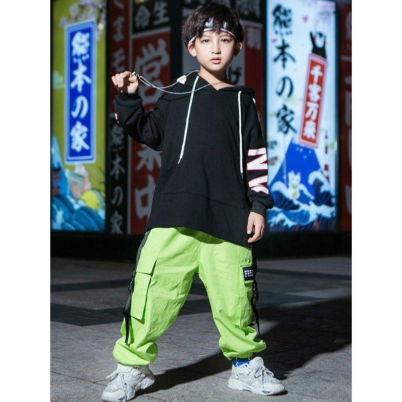 ダンス衣装キッズHIPHOPヒップホップ蛍光パンツ長袖女の子男の子