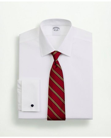 Brooks Brothers Men's Stretch Supima Cotton Non-Iron Pinpoint Oxford Ainsley Collar Dress Shirt | White | Size 15½ 35
