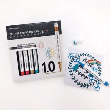 SIMBALION 雄獅金蔥布料彩繪筆8色GFM-3010
