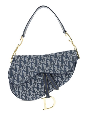 Christian Dior Pre-Owned - 2003 pre-owned Trotter Saddle bag - women - Canvas/Leather - One Size - Blue