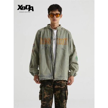 美式復古機車風vintage牛仔外套女2025春秋款刺繡重工夾克男女潮