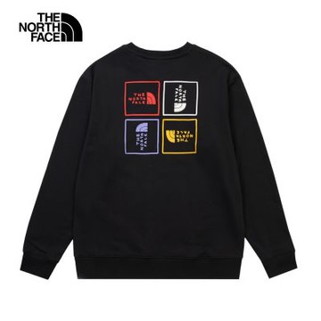 【The North Face 官方旗艦】北面男女款黑色品牌LOGO印花長袖大學T｜8F0TJK3