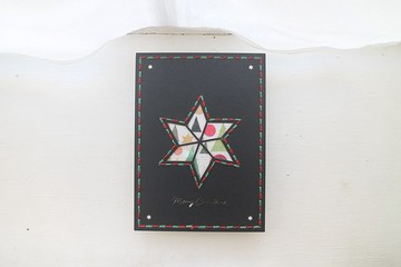希望之星－黑色版－手縫夾心卡－雷雕 手工卡片－聖誕節