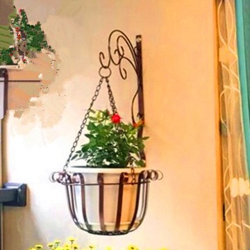 陽台懸挂花架 歐式鐵藝壁挂花盆架 綠蘿壁挂花架挂牆牆上室內陽台懸挂吊蘭花架  【HZL84】