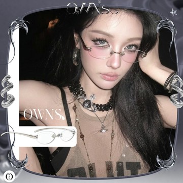 🥀旺斯女孩🥀閃星鼻托無框眼鏡 禁慾系御姐風 高智感眼鏡 平光眼鏡 造型搭配 無框銀邊 橢圓眼鏡 高級感