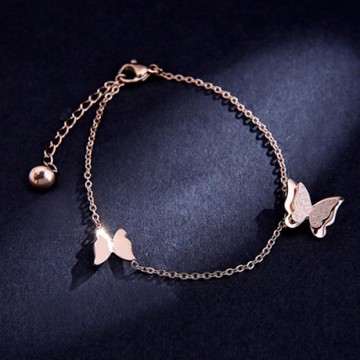 iSFairytale伊飾童話 蝶之戀 金砂不鏽鋼玫瑰金手鍊