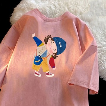 免運 夏天韓風女裝 100%純棉 寬鬆上衣 短袖t恤女 oversize 大碼短袖上衣 落肩短t 顯瘦t 1903