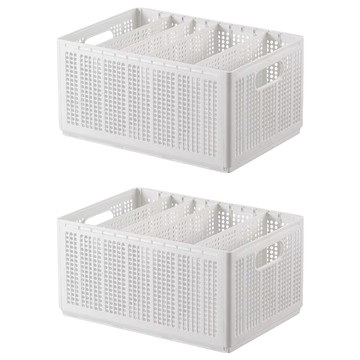 分隔摺疊收納籃 大五格  35.5 x 25 x 18cm  白色  2個