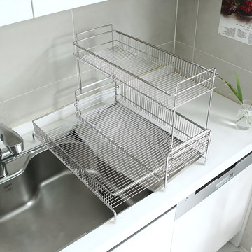 I NEX 潔淨邊緣 纖薄 伸縮式 瀝水架  2層  1個  銀色