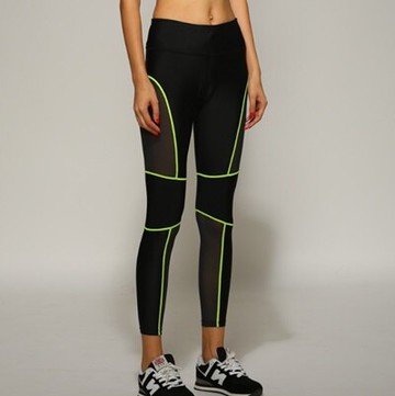 現貨+預購 高腰長褲瑜珈褲運動褲緊身褲內搭褲瑜伽褲-時尚拼接網紗彈力透氣女健身用品3色73es18【獨家進口】【米蘭精品】