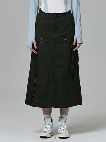 Divide Cargo Long Skirt_Black