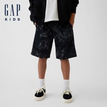 【GAP】兒童8吋網眼運動短褲-黑色迷彩(911028)
