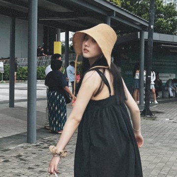 金晨同款夏季草帽防曬遮陽帽海邊沙灘太陽帽編織帽子女度假漁夫帽