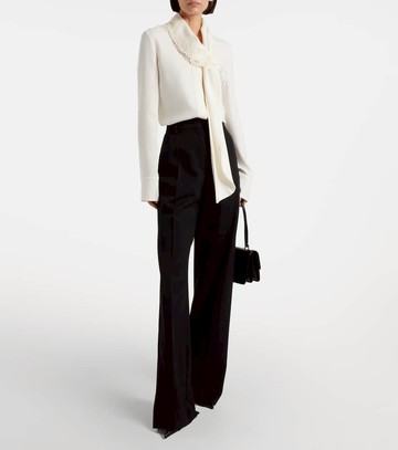 Oscar de la Renta Lace-trimmed silk-blend georgette blouse