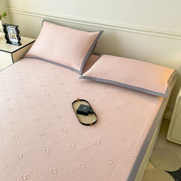 免運 開立發票 床品 四件套 純棉四件套 日式冰絲提花涼席良品A類夏冰絲席子床單席純色三件套乙綸