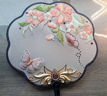新中式仿刺繡-華麗風格-宮扇/團扇【海棠依舊】~單面款