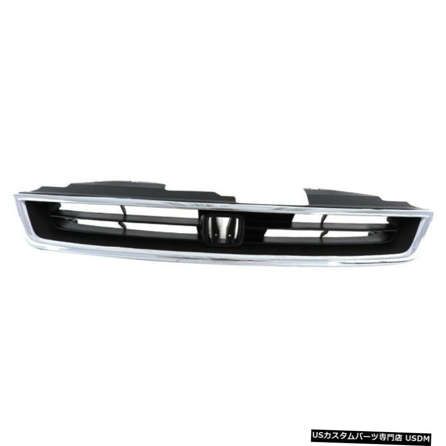 グリル マットブラックフロントグリルW / 9697ホンダアコード4気筒の新用クロームトリム Matte Black Front