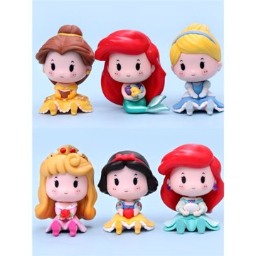 Q版大頭白雪公主手辦美人魚貝兒人偶模型小公仔桌面汽車擺件盲盒
